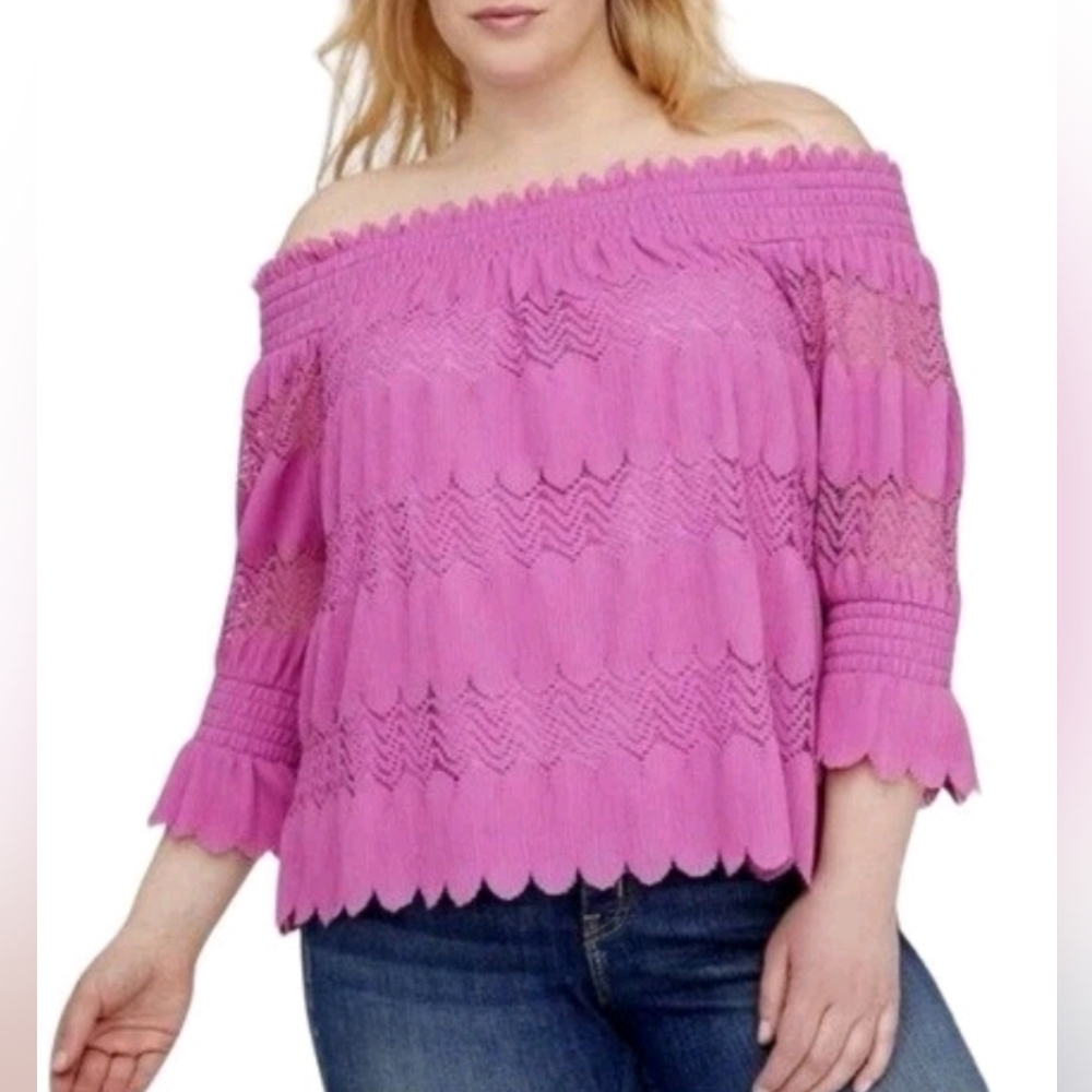 Lane Bryant Size 22/24 Scollop off the shoulder Top PINK